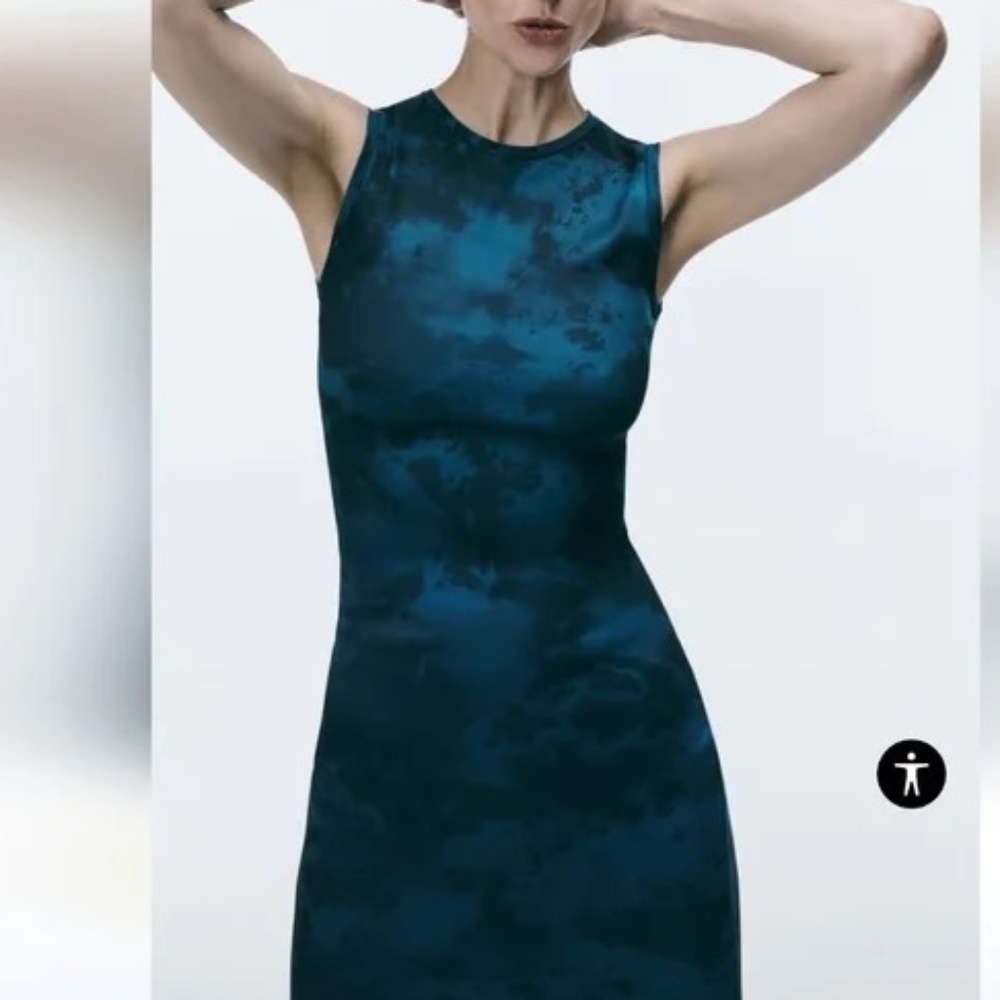 NWT Zara  Tie Dye Knit Bodycon Sleeveless midi Dress size S